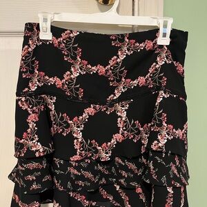 White House Black Market Skirt in Black and Pink Floral
